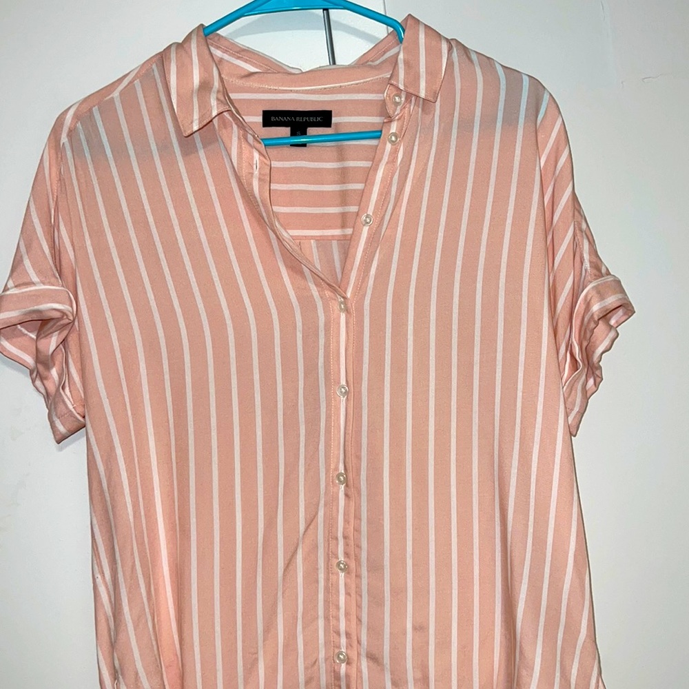 Banana Republic Light Pink Striped T-shirt Blouse